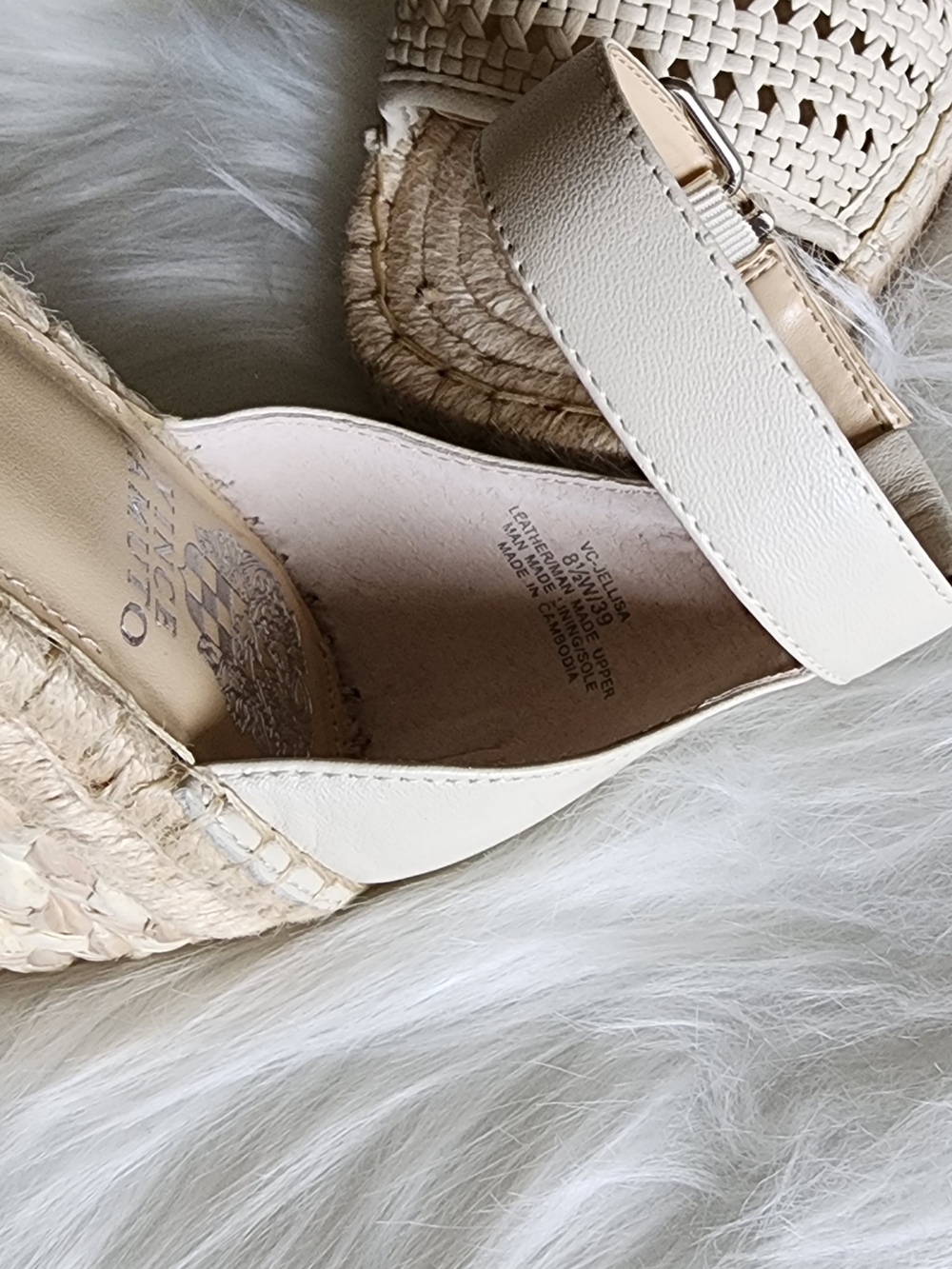 New Woven Espadrille Wedge Sandals - Cream Tan Heels 8.5 W - Picture 6 of 7